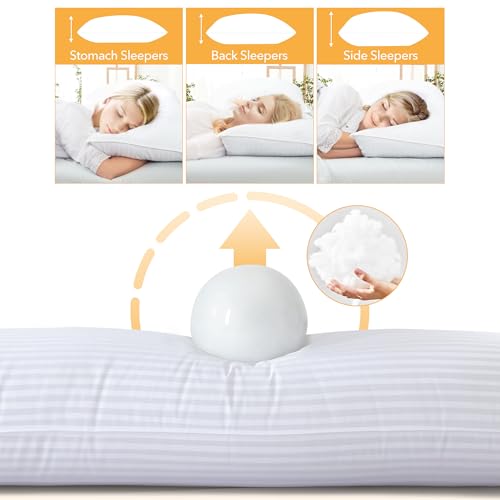 Image of Oubonun Premium Striped Body Pillow, Breathable Cooling Cotton Cover, Soft and Fluffy 3D Down Alternative Microfiber Filled, Long Bed Pillow for Side Sleepers, 20 inchx54 inch