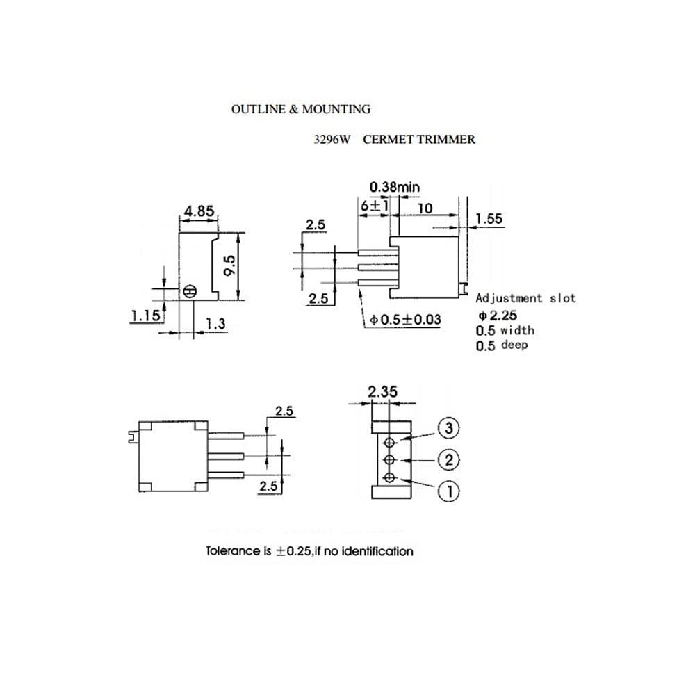 10PCS 3296W Trimmer Potentiometer,10 Ohm