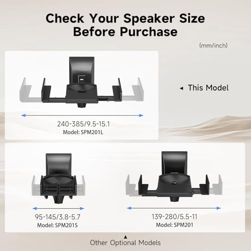 Image of suptek Large Dual Side Clamping Bookshelf Speaker Wall Mounting Bracket for Large Surrounding Sound Speakers, Hold up to 55lbs Black SPM201LB