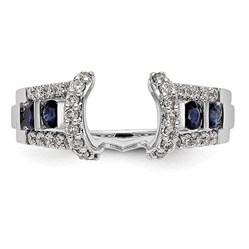 Diamond2Deal 14K White Gold Diamond Sapphire Enhancer Ring Guard Wrap 0.388 cttw4