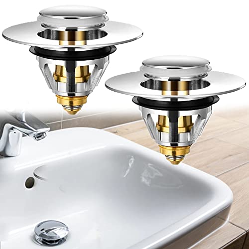 Lot de 2 bouchons de lavabo Pop Up anti-blocage avec panier pour baignoire 34-40 mm Cover