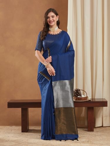 Image of Women's Banarasi Silk With Jacquard Print Saree With Blouse