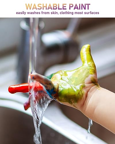 Nicpro 18 Colors Large Washable Paint Set for Kid (8.4oz,250 ml), Acrylic Bulk Paint Supplies Non Toxic Children Tempera Paint for Art, Craft DIY, Poster & Finger Paint, School, Home,Classroom, Party
