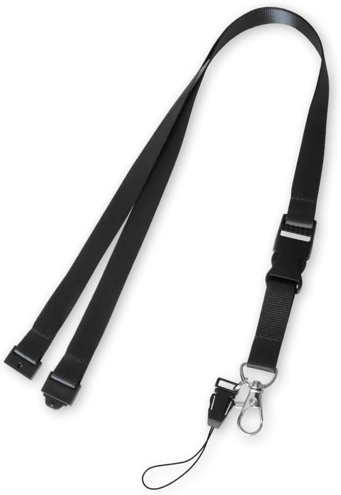 Lanyard X 1 Neck Lanyard Strap Office Lanyard for Holding a ID Card Holder, Pass Card Badge, Keys or Cell Mobile Phone (Black)