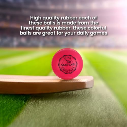 Image of Mayor Cricket Wind Ball for Indoor & Outdoor Street Cricket Rubber Ball (Pack of 3) (Pink)
