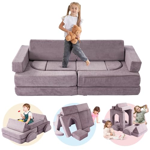 Modular Kids Play Couch, 14PCS Modular Couch Toddler Building Fort,