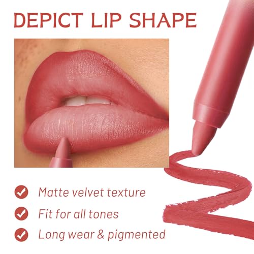 Image of Warm Rosewood Matte Lip Liner Pencil - Smooth & Moisturizing Lip Pencil for Precise Contour, Rich Color Payoff, Lightweight Everyday Lip Makeup, Twist-Up Design,03#