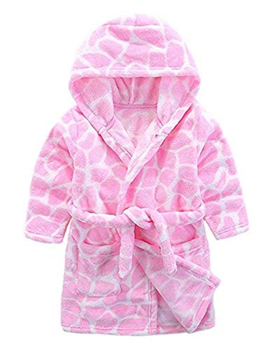 Boys & Girls Bathrobes,Toddler Kids Hooded Robe,Plush Soft Coral Fleece Bathrobe Robes Pajamas Sleepwear for Girls Boys(2T(Fit Height 31.5