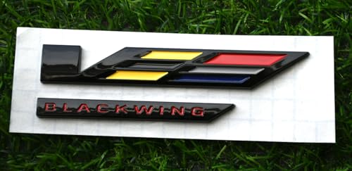 Image of V-Blackwing Emblem V-Series Black Out Blackwing Badge Chicklet V Logo Replacement for 2020-2024 CT4 CT5 86596092 (Black /Yellow /Red)
