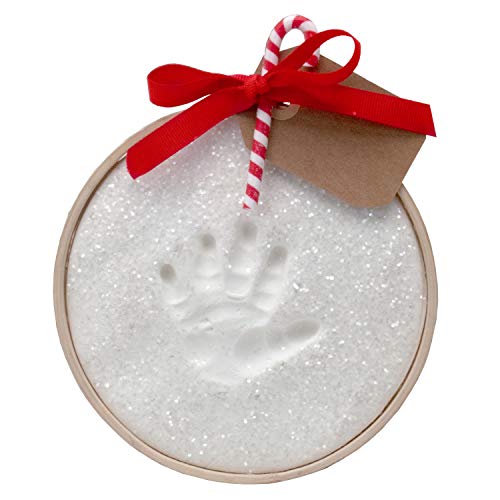 Image of Child to Cherish Claydough, Glitter Baby Handprint First Christmas Ornament Kit with Wooden Ring