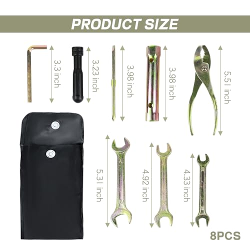 8PCS Motorcycle Repair Tool Kit, Includes Pliers, Double Head Spark Plug Socket, Screwdriver, Wrench, Spanner, Portable Motorcycle Maintenance Tools with Storage Bag, Universal Fit - Image 3
