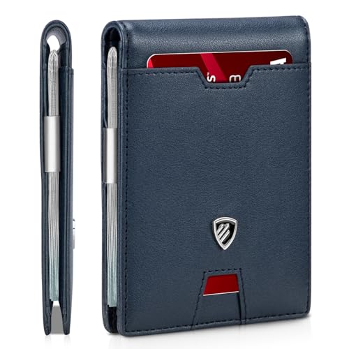 Image of RUNBOX Mens Slim Wallet with Money Clip RFID Blocking Bifold Credit Card Holder for Men with Gift Box