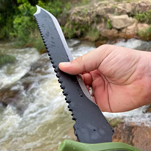 Facão de Caça Militar Tático Extremamente Afiado Robusto Fulltang Pegador Serrilhado 59,5cm