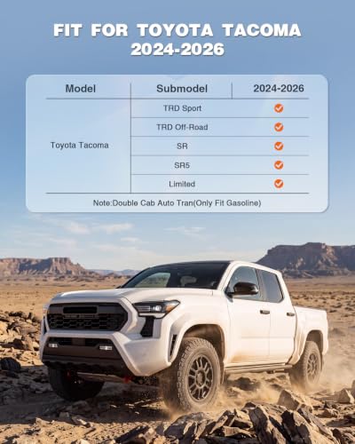Image of Floor Mats for Toyota Tacoma 2024 2025 2026 Double Cab Auto Tran(Not fit Hybrid), 4th Gen for TRD /SR /SR5 /Limited Anti-Slip Full Coverage All Weather TPE Car Liners with Door Sill Guards