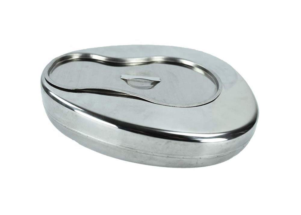 GHzzY Bettpfanne für Haus, Krankenhaus & Reise - Bettpfannen aus Edelstahl mit Deckel - Bettpfanne in glatter Kontur für ältere, Schwangere und bettlägerige Menschen