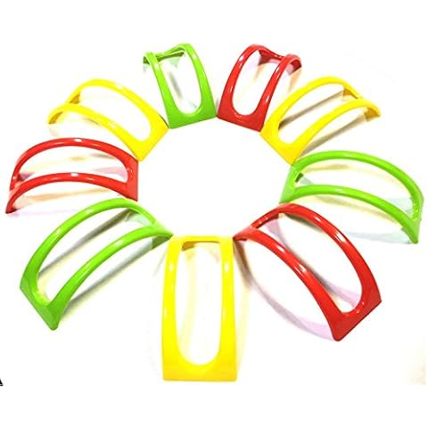 9pc Colorful Stackable ALAZCO Taco Holder Stand Server - For Soft & Hard Shell Taco - Backyard Party Picnic Fiesta (3 Red, 3 Green, 3 Yellow) BPA Free Cover