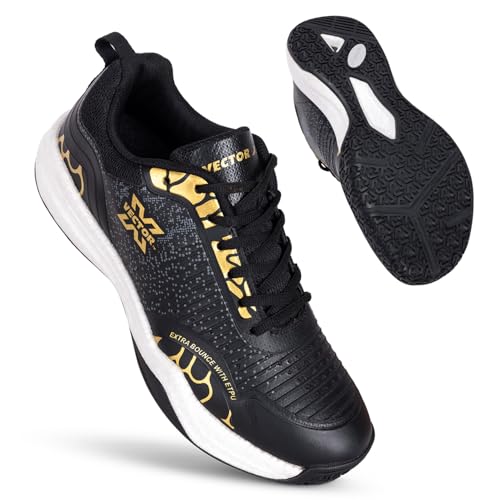 Vector X Supreme 2.0 Unisex Badminton Shoes|Indoor Outdoor Court Sneaker|Breathable Mesh with TPU Fusing Upper + Rubber Outsole for Superior Grip|Boots for Men Women Adult Youth (White-Gold, 6)