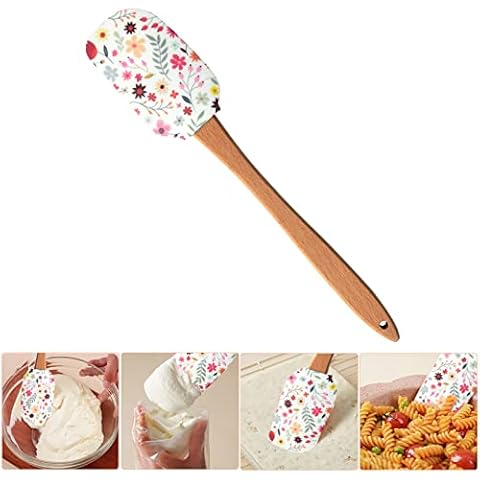 MUFEKUM Heat Resistant Silicone Spatula with Wood Handle Cover