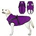 Koramaku 犬服 綿服コート 一体型綿コート 反射テープデザイン ハーネス付き 背中開き おしゃれ 牽引 夜間反射 暖かい ペット 猫 犬 服 冬 小型犬 中型犬 着脱簡単 裏起毛 ベスト 防寒 防水 撥水 ジャケットリードリングあり お散歩（Purple，xl)