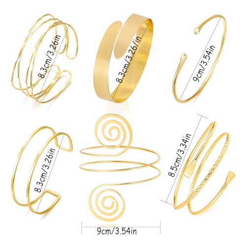 COLOYAN 6PCS Gold Arm Cuff Upper Arm Cuff Bracelets for Women Open Upper Arm Cuff Bangle Adjustable Armband Set Jewelry2