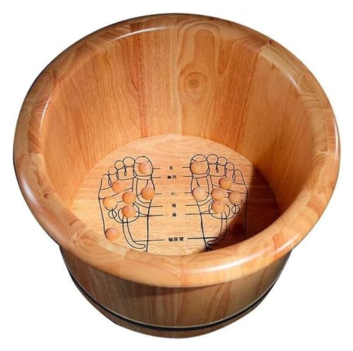 Bañera de madera maciza para pies, artesanal, marrón