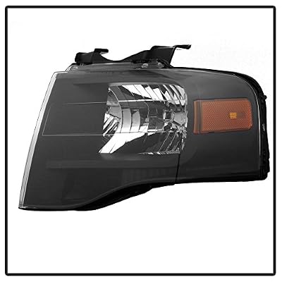 ACANII - For 2007-2014 Ford Expedition Black Housing Headlights Headlamps Replacement Pair Set Driver + Passenger Side