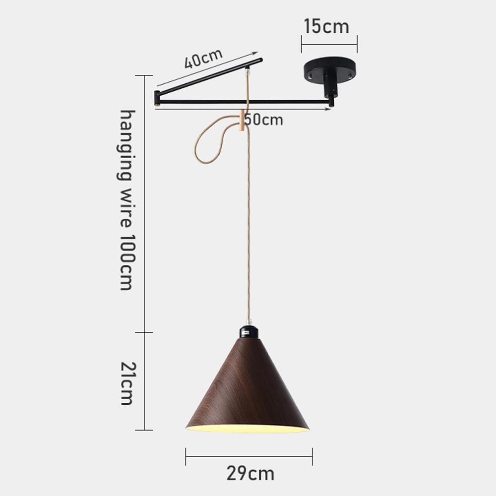 Lampka wisząca huśtawki, złożony żyrandol długi ramię, czarny metal regulowany światła wiszą wykończenie ziarna, sufit żyrandola LED