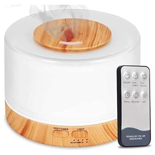 Difusor De Aromas E Umidificador Ultrassônico Purificador 500ml Bivolt Lampada Colorida Com Controle Remoto - Madeira Clara