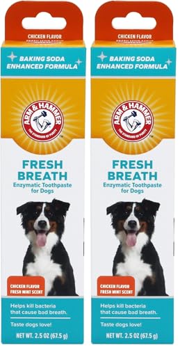 Image of Arm & Hammer for Pets Dental Enzymatic Toothpaste for Dogs | No More Doggie Breath | Dog Toothpaste Safe for All Dogs and Puppies, Advanced Care, Chicken Flavor 2.5 Ounce (Pack of 2)