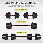 Hantelset Premium 2in1 - Kurzhanteln + Langhanteln verstellbar 20, 30 oder 40 kg - Hanteln Set Dumbbell mit Verbindungsstahlrohr und Gewichten – Bild 3