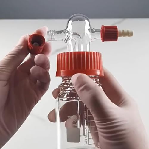 Bottiglia graduata per lavaggio a gas, in vetro borosilicato, per esperimenti di chimica, kit di vetreria da laboratorio durevole