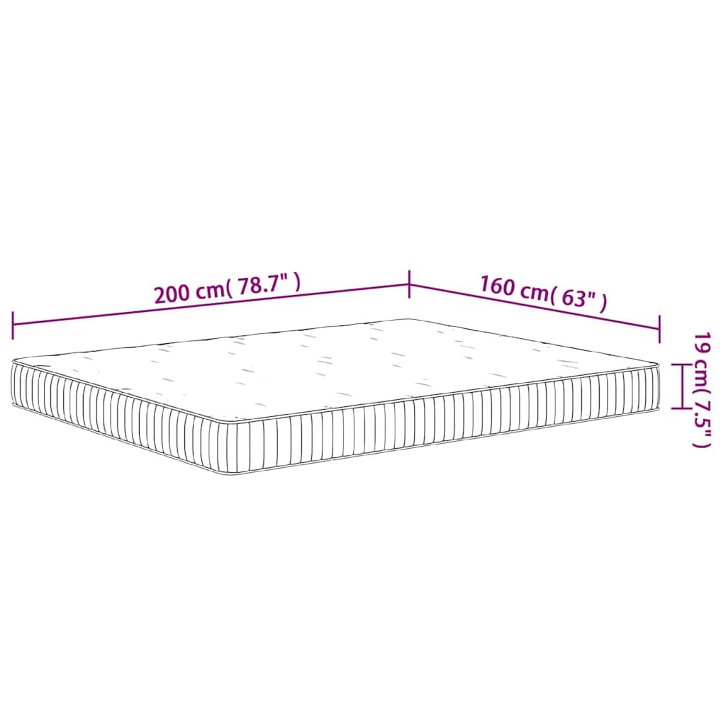 Materac ze sprężynami kieszeniowymi 160 x 200 cm, średni, z zimną pianką i pianką memory, oddychający materiał, ergonomiczny, pasuje do łóżka kontynentalnego, stelaża i sypialni