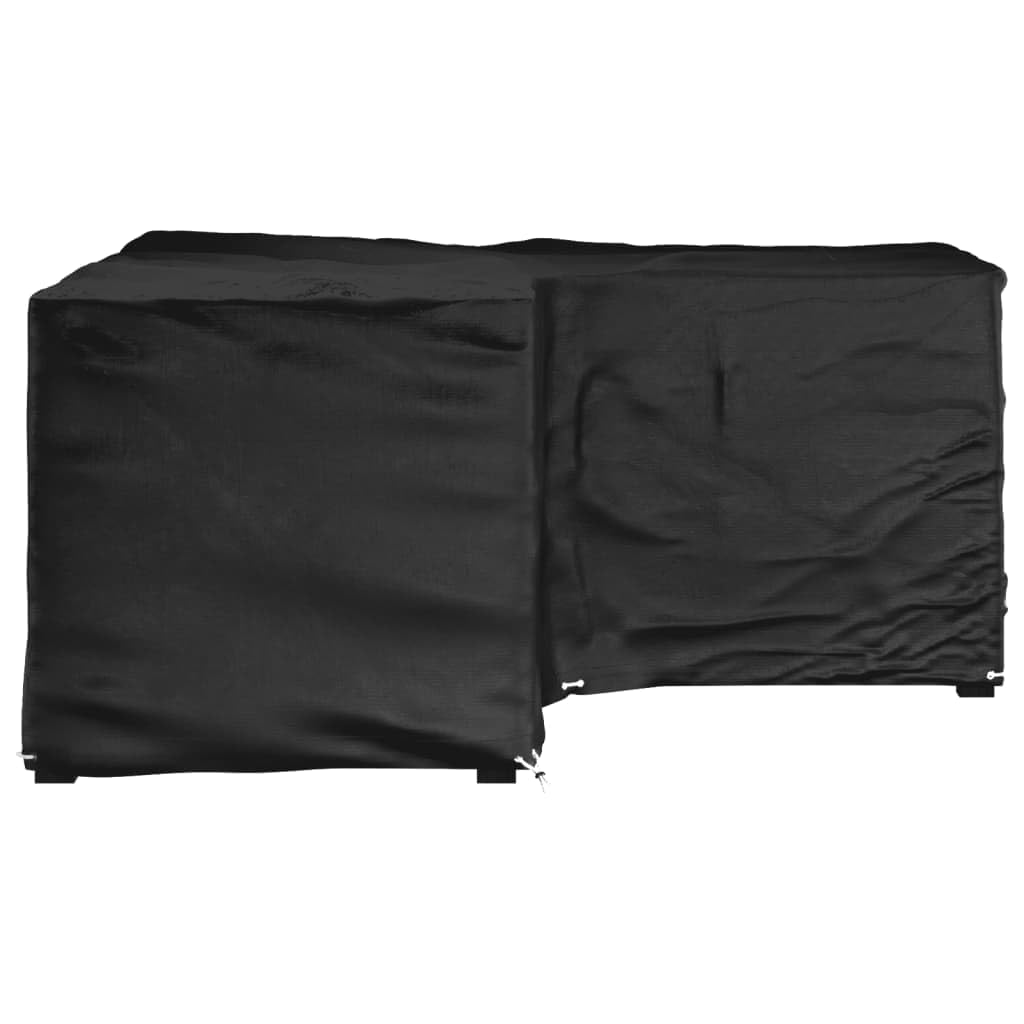 Pokrowiec na meble ogrodowe w kształcie litery L, 185 x 185 x 90 cm, wodoszczelna plandeka z polietylenu z 12 oczkami aluminiowymi i linką do ciągnięcia, odporna na działanie promieni UV i łatwa w