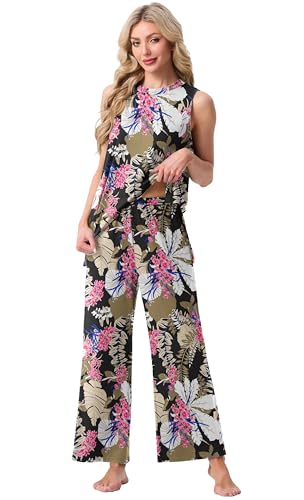 Image of PrinStory Womens Pajamas Sets 2 Piece Soft Pjs for Women Sleeveless Pajama Set Summer Loungewear with Pockets