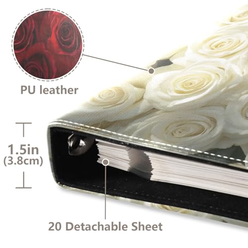 Álbum de Fotos Autoadhesivo DIY Scrapbook Album Forma de Corazón de San Valentín Rosas Encuadernador de 3 Anillos Libro de Fotos de 40 Páginas 8x10 para Memorias miniatura 4