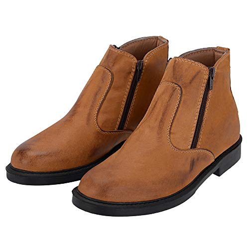 Bota Botina Country Couro Masculina Cano Médio Selten 44, Caramelo