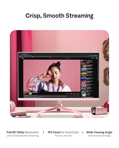 Image of Pixio PX246 Wave Pink 24 inch 120Hz 1080p IPS Panel Adaptive Sync Gaming Monitor with Pink HDMI 2.1 Cable Ultra Certified Ultra High Speed 10FT 8K 60Hz 4K 120Hz Nylon Braided