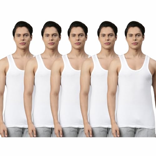 Image of INNERO Men's Vest | Cotton Sleevless Round Neck Vest, Baniyan, Ganji, Undershirt (White)