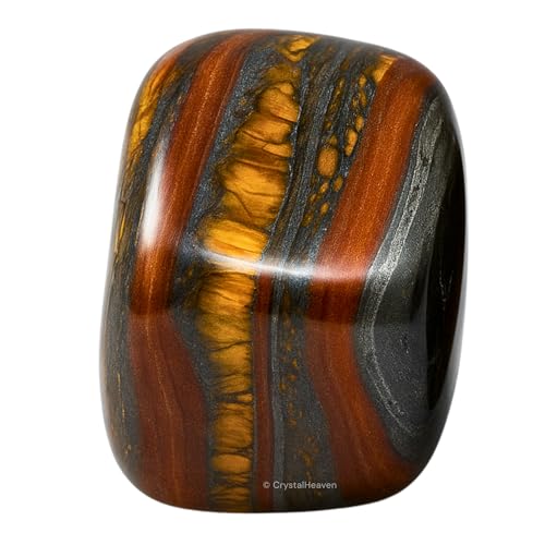 Image of Certified Iron Tiger Eye Crystal Healing Tumbled Stone, Natural Polished Crystals for DIY Crafts, Manifestation, Meditation, Pooja Feng Shui and Reiki Healing (30 Grams)