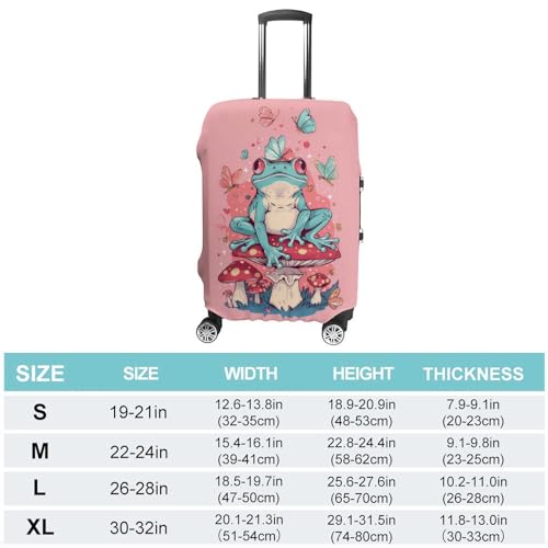 Pink Frog Lovers Cute Mushroom Travel Suitcase Protector Luggage Cover Protective Washable Anti-scratch Baggage Cover2