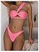 SHENHE Women's 3 Piece Swimsuit One Shoulder Ruched Cut Out Bikini Set with Cover Up Skirt Pink X-Small