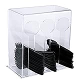 Vesici Plastic Utensil Dispenser Acrylic Utensil Dispenser Silverware Organizer Holder for Kitchen and Restaurant for Halloween Christmas(3 Compartment,Clear)