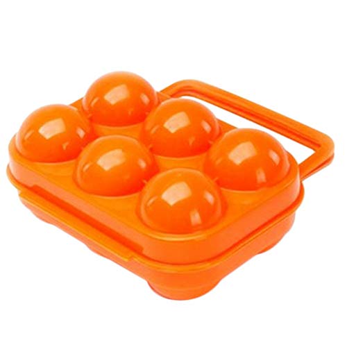 Preisvergleich Produktbild Depory Tragbare Aufbewahrungsbox für 6 Eier mit Aufbewahrungsfächern, zusammenklappbar, Kunststoff, stoßfest, für Grillen, Wandern, Outdoor, Camping, Picknick (orange)