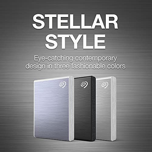 Image of Seagate One Touch 2TB External SSD up to 1030 Mb /s, for Windows and Mac, with Android App, 3 yr Data Recovery Services, Portable SSD Silver, 6 Month Mylio Create (STKG2000401)