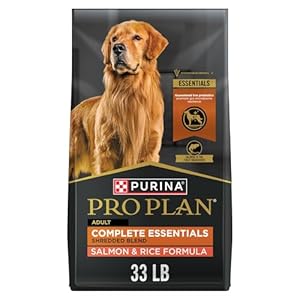 Purina Pro Plan Complete Essentials Shredded Blend Salmon and Rice Dog Food Dry Formula with Probiotics for Dogs – 33 lb. Bag
