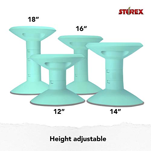 Image of Storex Wiggle Stool - Active Flexible Seating for Classroom and Home Study, Adjustable 12-18 Inch Height, Teal (00306U01C)