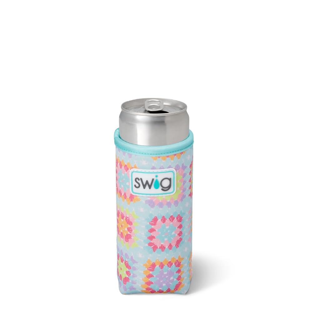 Swig Life Skinny Can Coolie, 12oz Slim Can Holder, Neoprene Insulated Cup Cooler with Pocket, Covers for Tall Beer Bottles, Beach Accessories for