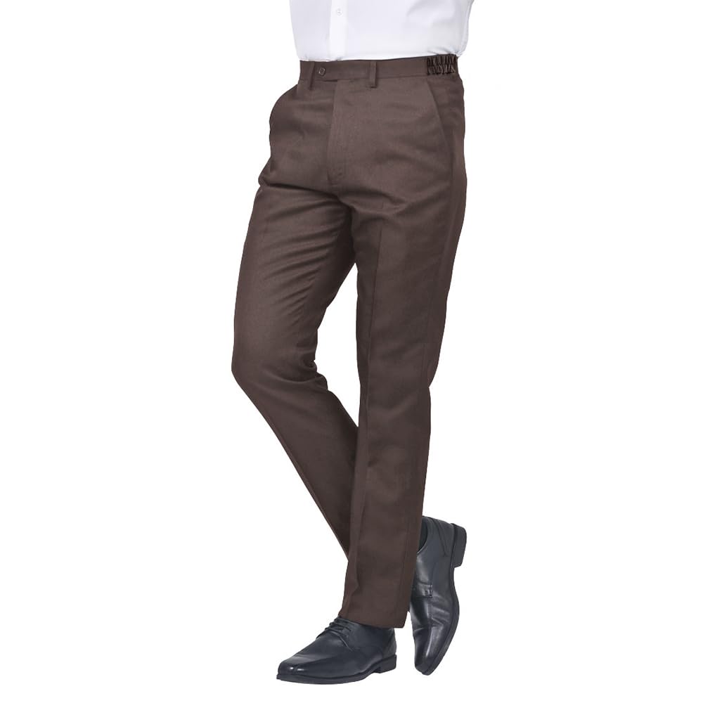 Jolliman Mens Plus Size Trousers Stretch Waist Big & Tall Trousers Pants Lightweight Smart Formal Business Office Waist 38W / 31L Brown