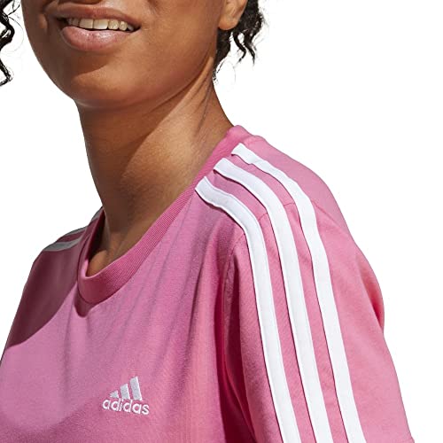 Camiseta Adidas 3 Listras Feminino Rosa