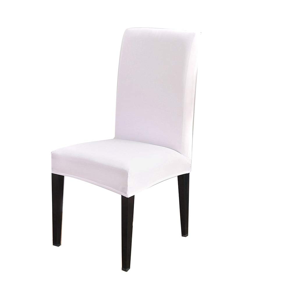 Coprisedia elasticizzato, in elastan, per sedie da pranzo, per sala da pranzo, banchetti, cucina, matrimonio, lavabile (bianco, 6 pezzi)